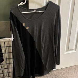 Elegant Two-Tone Long Sleeve Women's Top